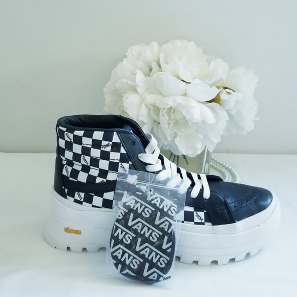 VANS SK8-HI Vibram LX Black and White Checkered High-Top Sneakers All Gender NEW - Picture 6 of 15